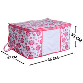 Kuber Industries 3 Piece Non Woven Under Bed Storage Organiser Set, Pink, Standard (UNDERPinkf02)